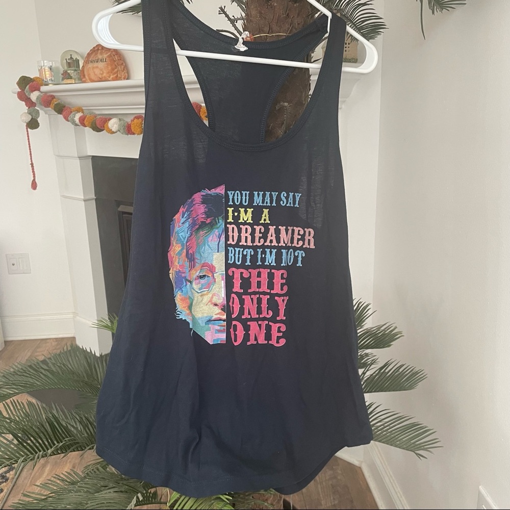 John Lennon “Imagine” navy racerback tank, XXL